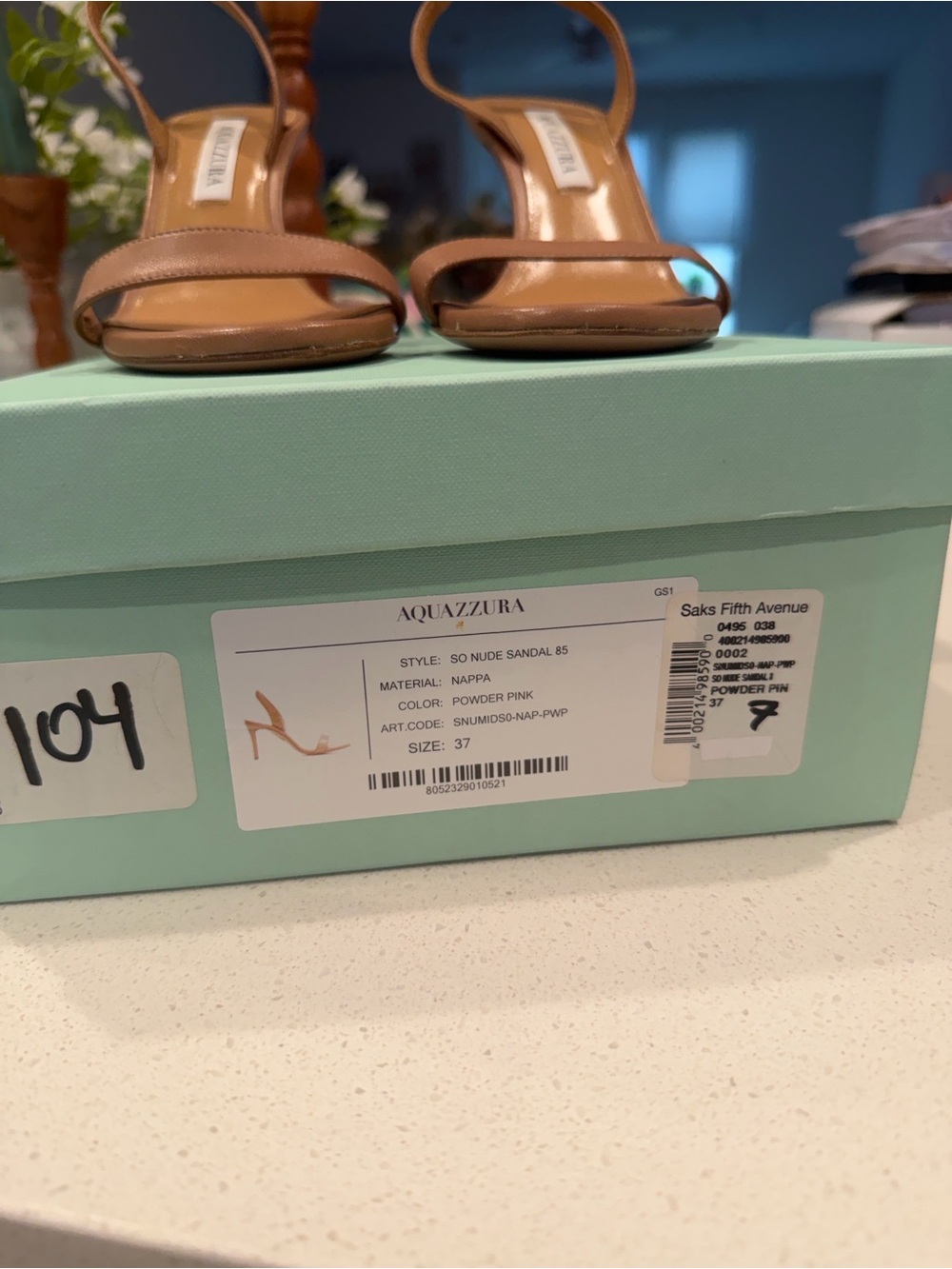AQUAZZURA Nude Leather Slingback Sandals - Picture 2 of 6